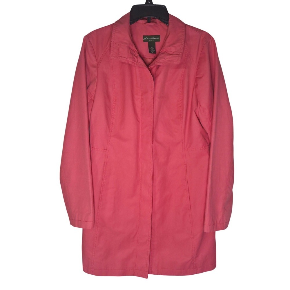 Eddie Bauer Womens Pink Cotton Nylon Blend Hidden Button Car Coat Jacket Medium